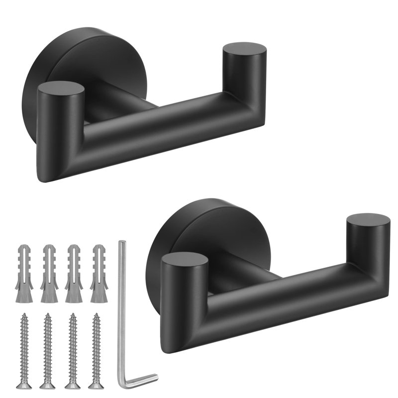 APPLIANCES HOMEGOODS LIQUIDATION INC. Towel Hooks For Bathrooms Matte Black Towel Hook For Kitchen Bathroom SUS304 Stainless Steel Coat Hook Heavy Duty Double Towels Holder Hooks For Hanging Towels Co...